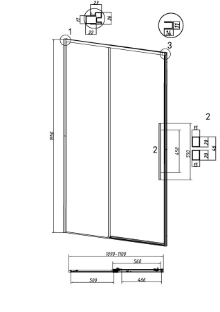 Душевая дверь (110х195) Grossman Galaxy 100.K33.01.110.32.00, раздвижная